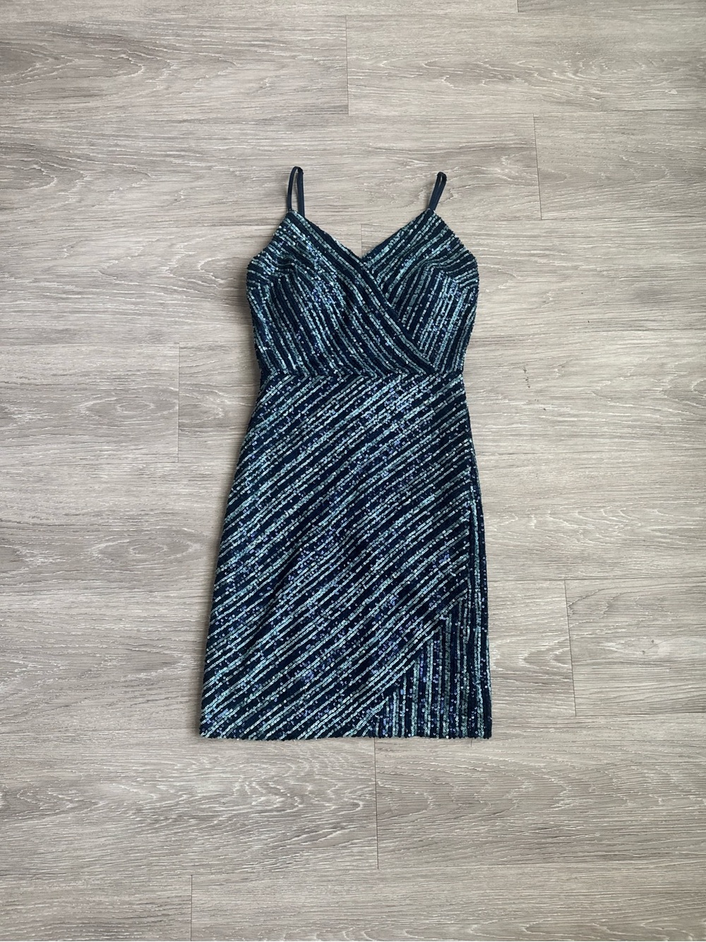 Trixxi Navy and Light Blue Sequin Mini Dress